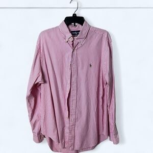 Polo Ralph Lauren classic pink striped preppy button down size 16 1/2